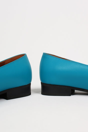 Turquoise IA Bow Ballerina flat shoes by Finoacinque featuring a sleek design and a decorative bow on the toe.