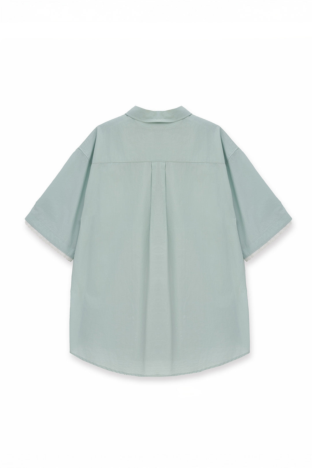 EUNJO Icing oversized sky blue shirt with relaxed fit, featuring bold icing graphic design on front.