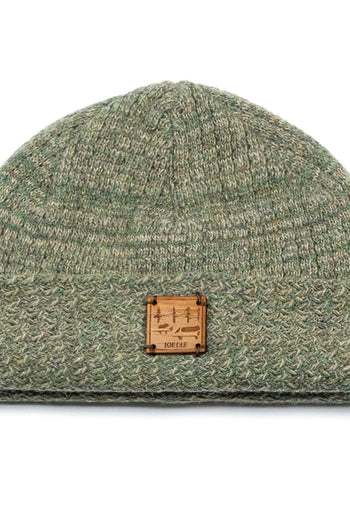Green IOEDLE flowing landscape short beanie, cozy knit cap with a vibrant landscape pattern, one-size fits most.