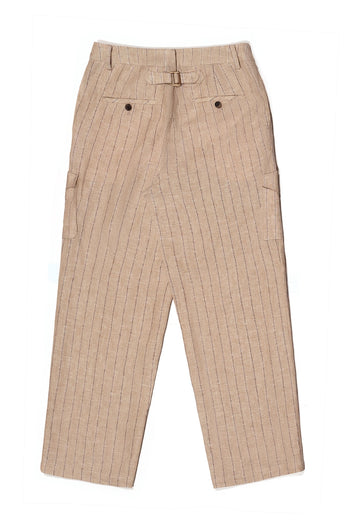 Beige linen cargo pants by IOEDLE, shown on a model, featuring multiple pockets and relaxed fit for casual style.
