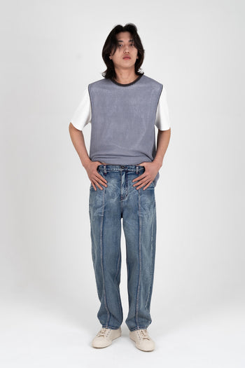 IOEDLE Koi Lake Denim Pants, stylish blue jeans for women, featuring classic denim texture and a relaxed fit.