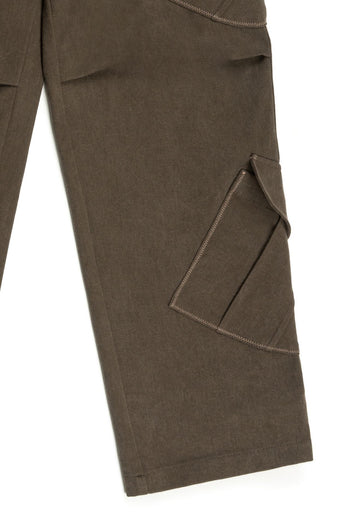 Brown Dirt Cargo Pants by IOEDLE, showcasing rugged design and multiple pockets, perfect for outdoor and casual wear.