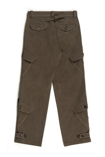 Brown Dirt Cargo Pants by IOEDLE, styled as rugged cargo pants with multiple pockets and durable fabric.
