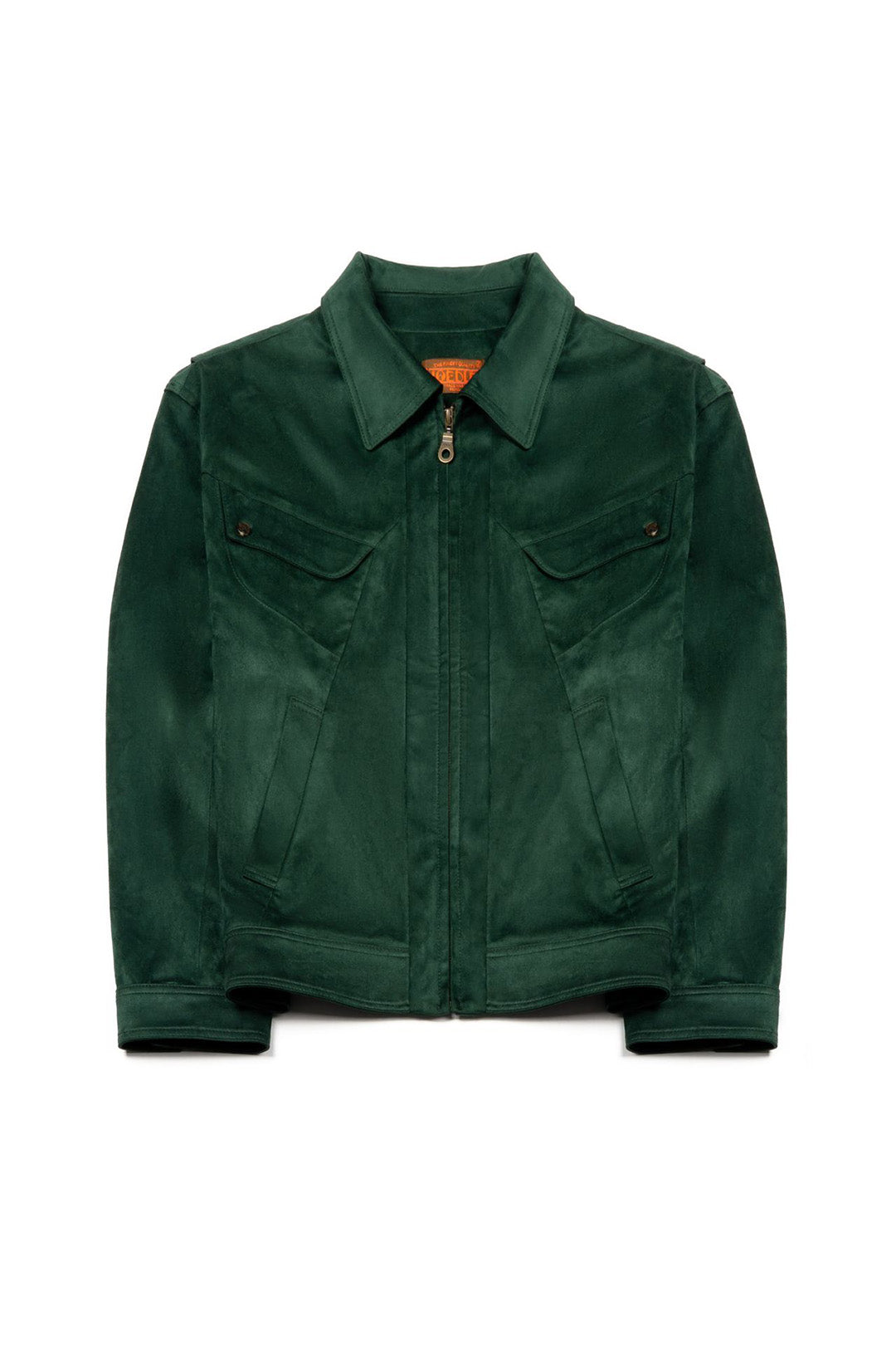 Green IOEDLE Headlight Jacket displayed flat, showing the lightweight jacket with a hood and front zipper.