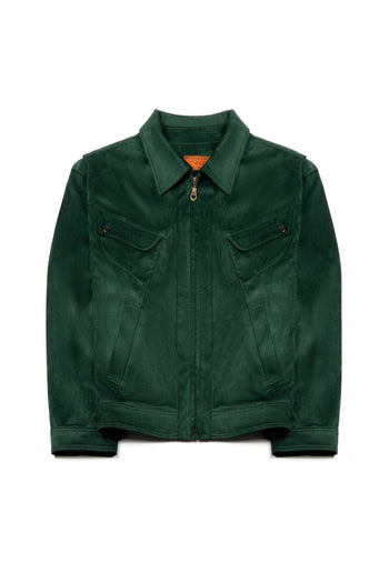 Green IOEDLE Headlight Jacket displayed flat, showing the lightweight jacket with a hood and front zipper.
