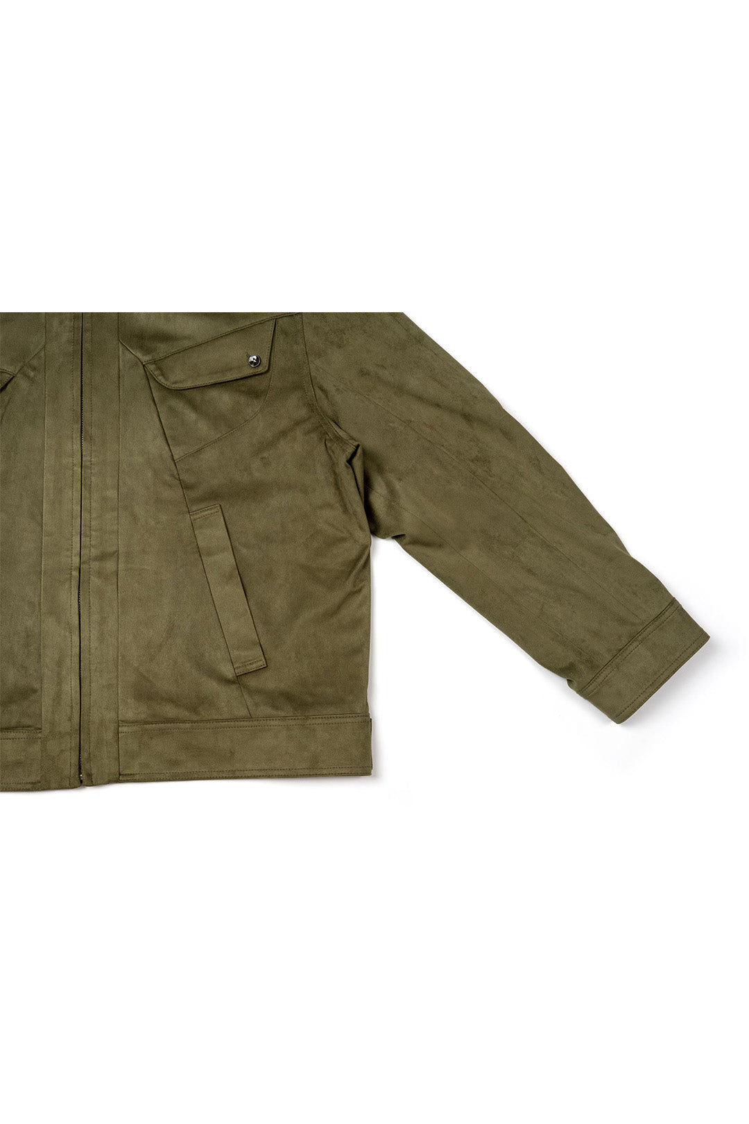 Olive Headlight Jacket by IOEDLE, featuring a stylish outdoor jacket with a front zipper and adjustable hood.