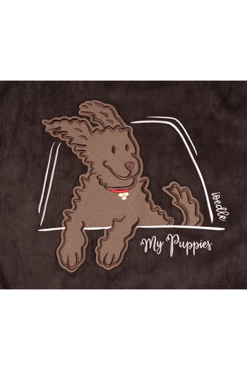 Brown IOEDLE jacket for puppies, featuring a cozy design perfect for a puppy’s trip to grandma’s house.