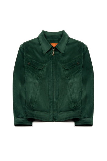 Green IOEDLE jacket featuring a cute puppy design, perfect for a child's outing or trip to grandma's.