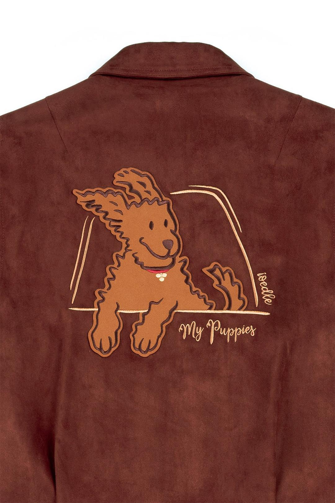 IOEDLE Puppy’s Trip to Grandma’s Jacket in wine color, stylish jacket for dogs with cozy fabric and trendy design.