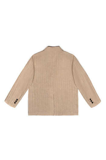 Beige linen jacket from IOEDLE, lightweight jacket with a relaxed fit, showcasing its soft fabric and stylish design.