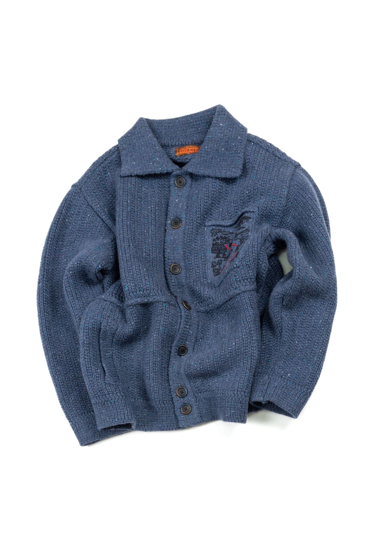 Blue IOEDLE Guide to Memories Knit Jacket featuring a cozy, textured knit design and casual fit, perfect for everyday wear.
