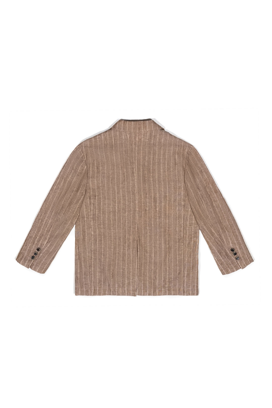 Brown linen jacket by IOEDLE, lightweight and stylish, shown on a hanger with visible texture and natural fabric details.