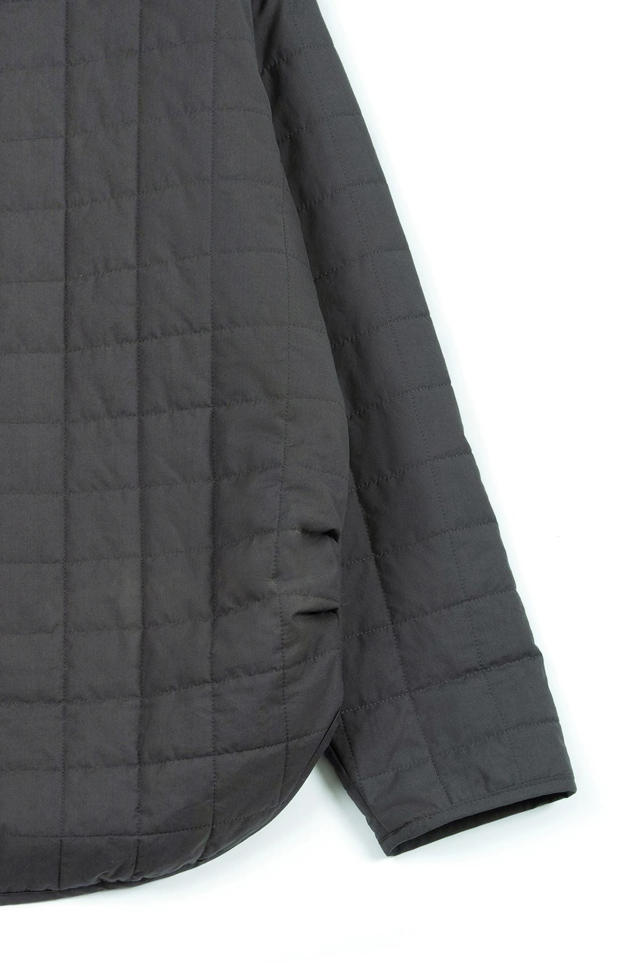 Charcoal quilted jacket from IOEDLE's Welcoming Gate collection, featuring a cozy, padded design and stylish fit.