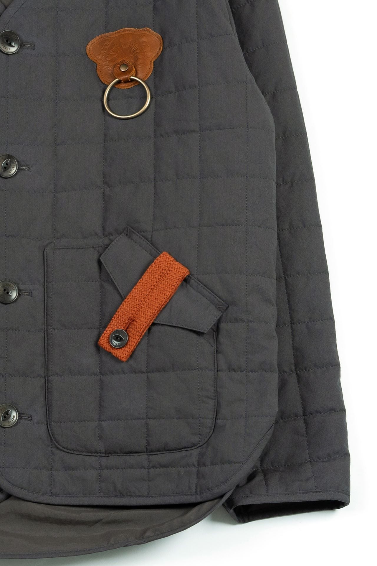 IOEDLE Welcoming Gate Quilted Jacket in charcoal, showcasing a cozy, stylish outerwear piece with quilted design and sleek fit.