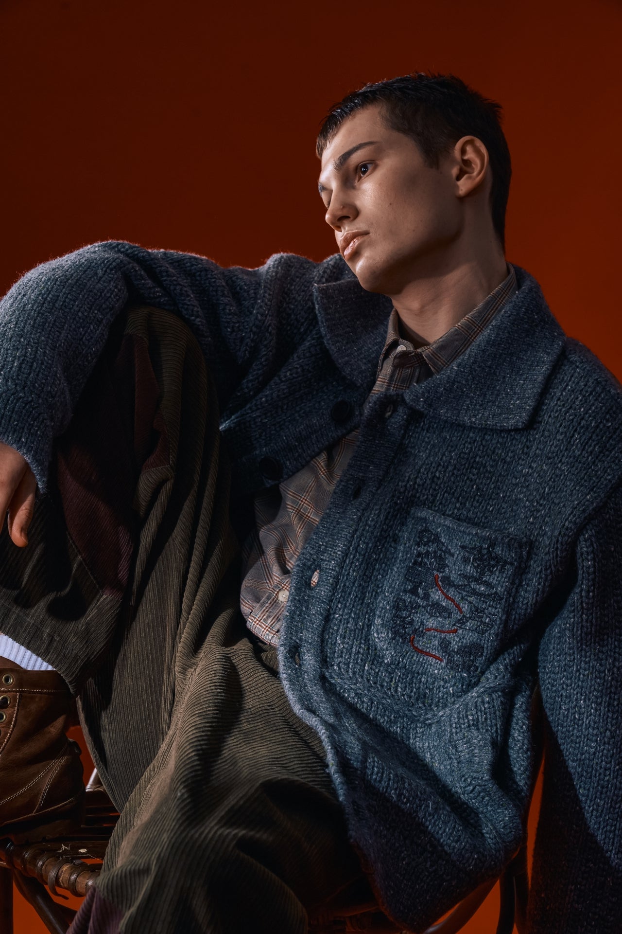 Grey Guide to Memories Knit Jacket by IOEDLE, showcasing a cozy, stylish knit jacket with detailed stitching and a modern fit.