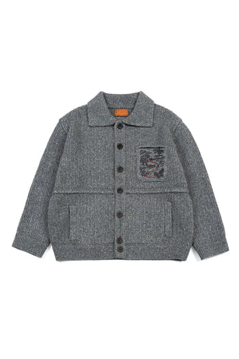 Gray Guide to Memories Knit Jacket by IOEDLE, showing a cozy, stylish knit jacket with a textured pattern.