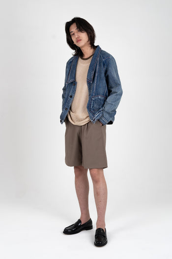 IOEDLE upside down denim jacket, casual denim jacket for women, stylish blue jean jacket with unique upside-down design.