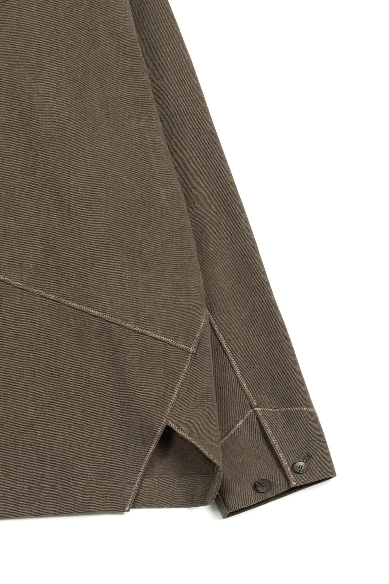 Brown diagonal landscape shirt by IOEDLE featuring a stylish geometric pattern on a casual shirt.