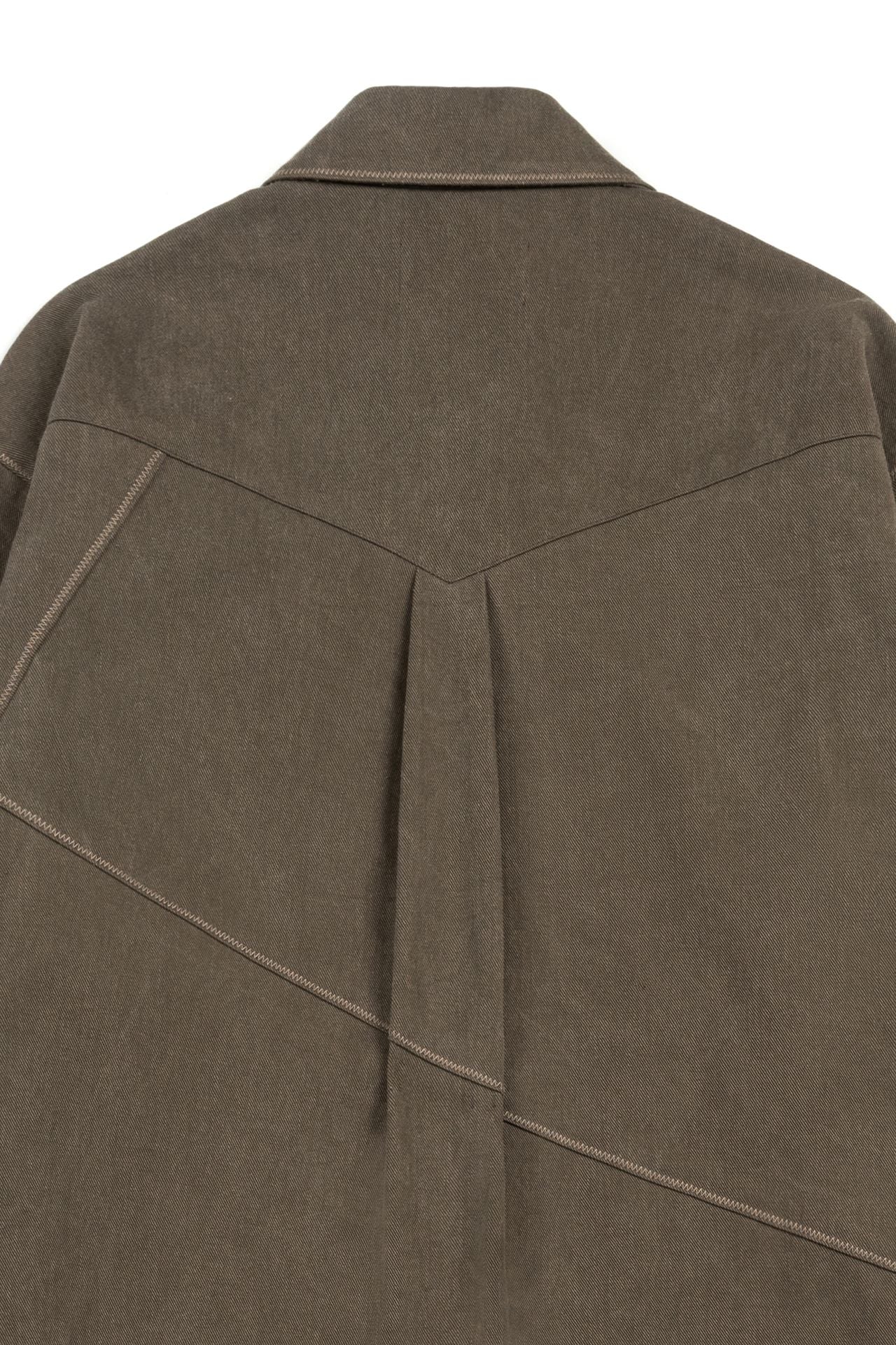 Brown IOEDLE diagonal landscape shirt with a geometric pattern, featuring a relaxed fit and casual style.