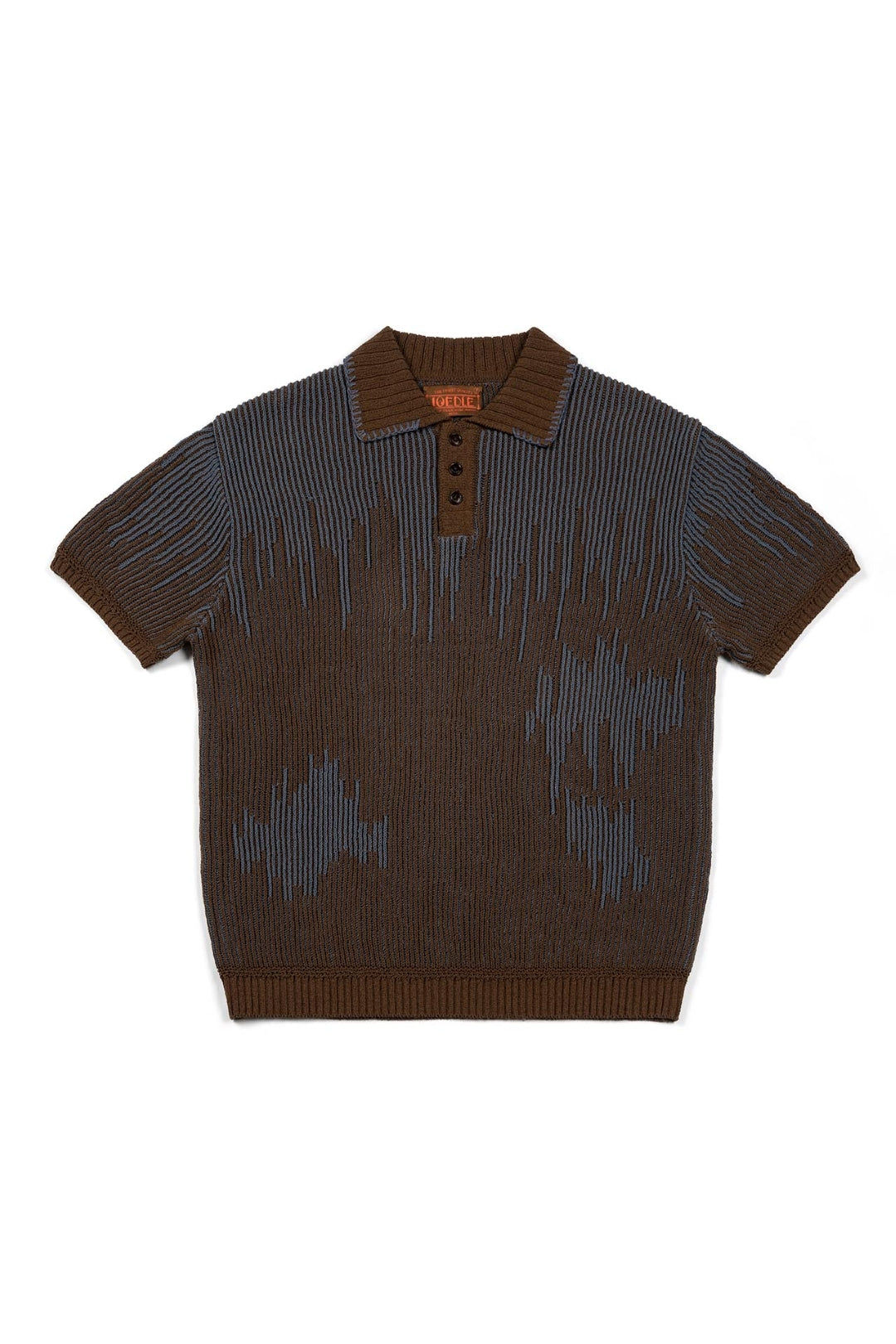 IOEDLE Meteor Shower Knit Brown shirt, brown knit fabric with meteor shower pattern, casual long-sleeve shirt for men.