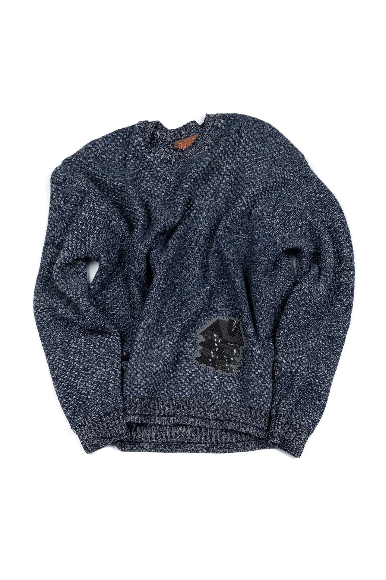 Navy IOEDLE House of Cars sweater featuring a casual knit design and automotive-themed logo on the front.