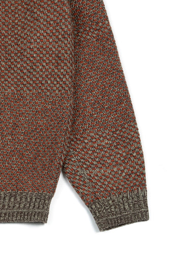 Red and brown IOEDLE House of Cars sweater, cozy knit with car-themed design, stylish casual wear for men.
