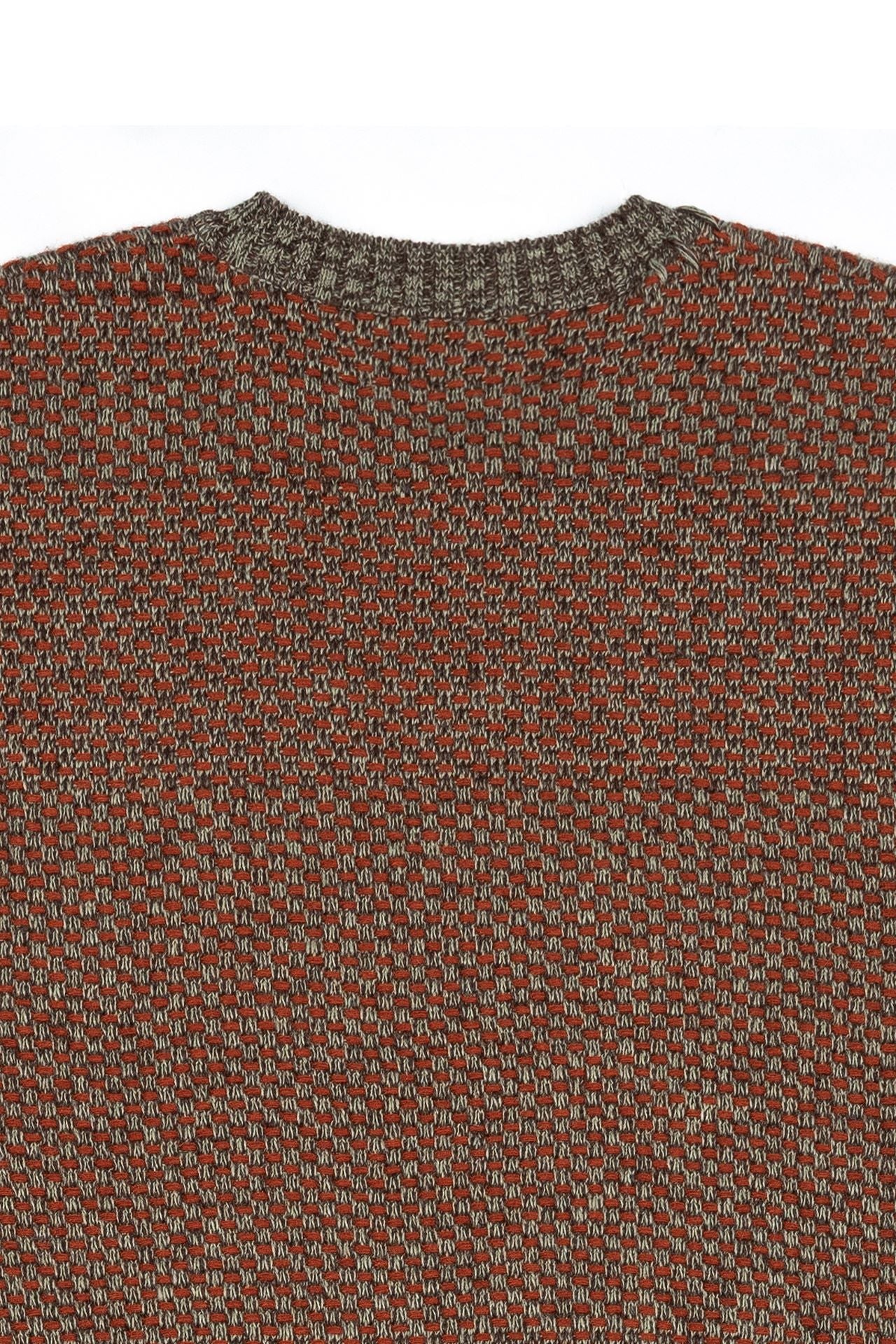 Red and brown IOEDLE House of Cars sweater, cozy knit sweater with car-themed design, front view in natural lighting.
