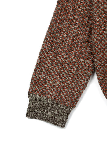 Red and brown IOEDLE House of Cars sweater, cozy knit sweater with car-themed design, casual and stylish for everyday wear.