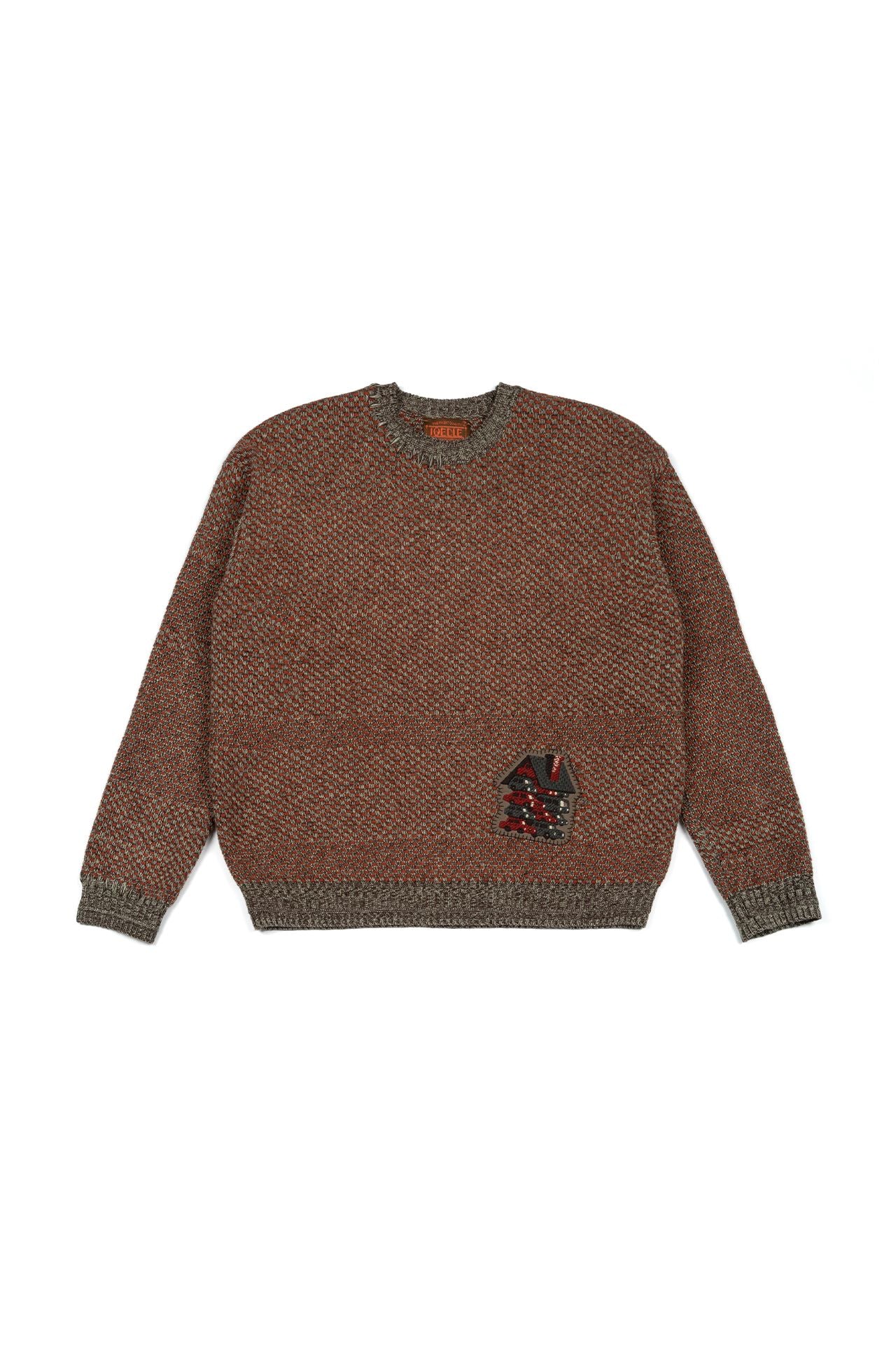 Red and brown House of Cars sweater by IOEDLE, featuring a cozy knit design and casual fit.