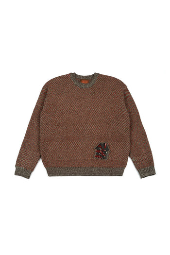 Red and brown House of Cars sweater by IOEDLE, featuring a cozy knit design and casual fit.