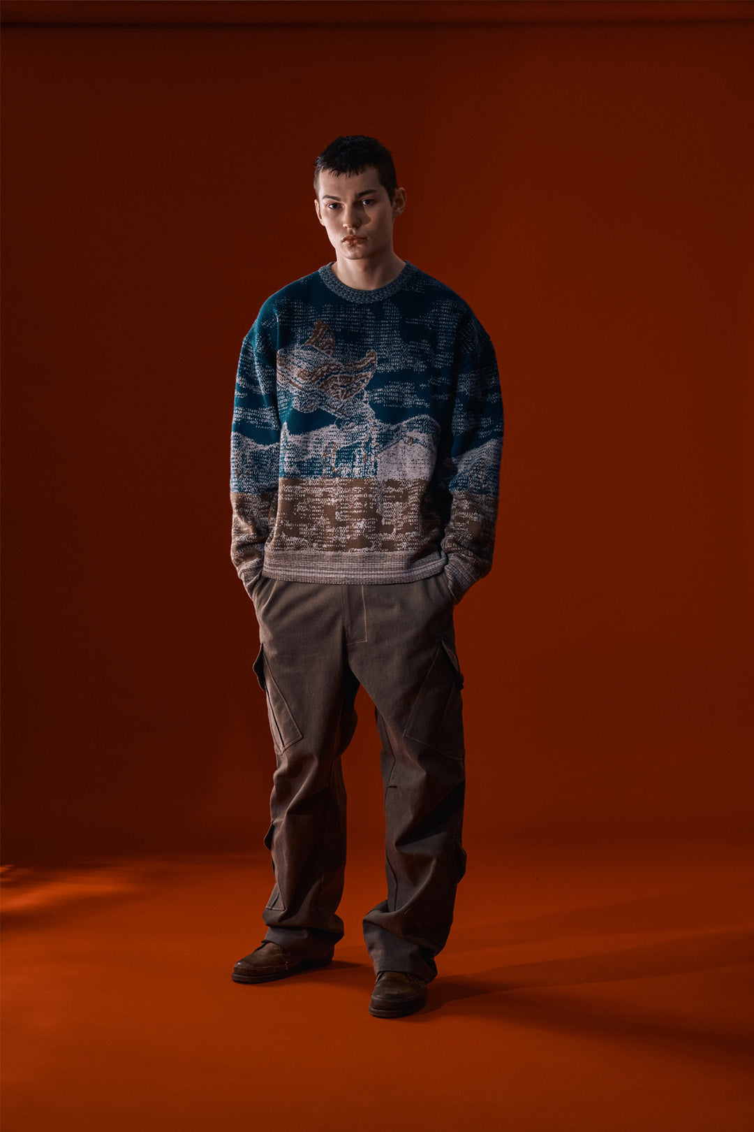 Navy Lighthouse at Night sweatshirt by IOEDLE, featuring a detailed lighthouse graphic on a cozy cotton sweatshirt.