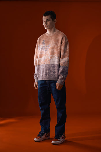 Pink IOEDLE sweatshirt featuring a lighthouse at night design, cozy and stylish for casual wear.