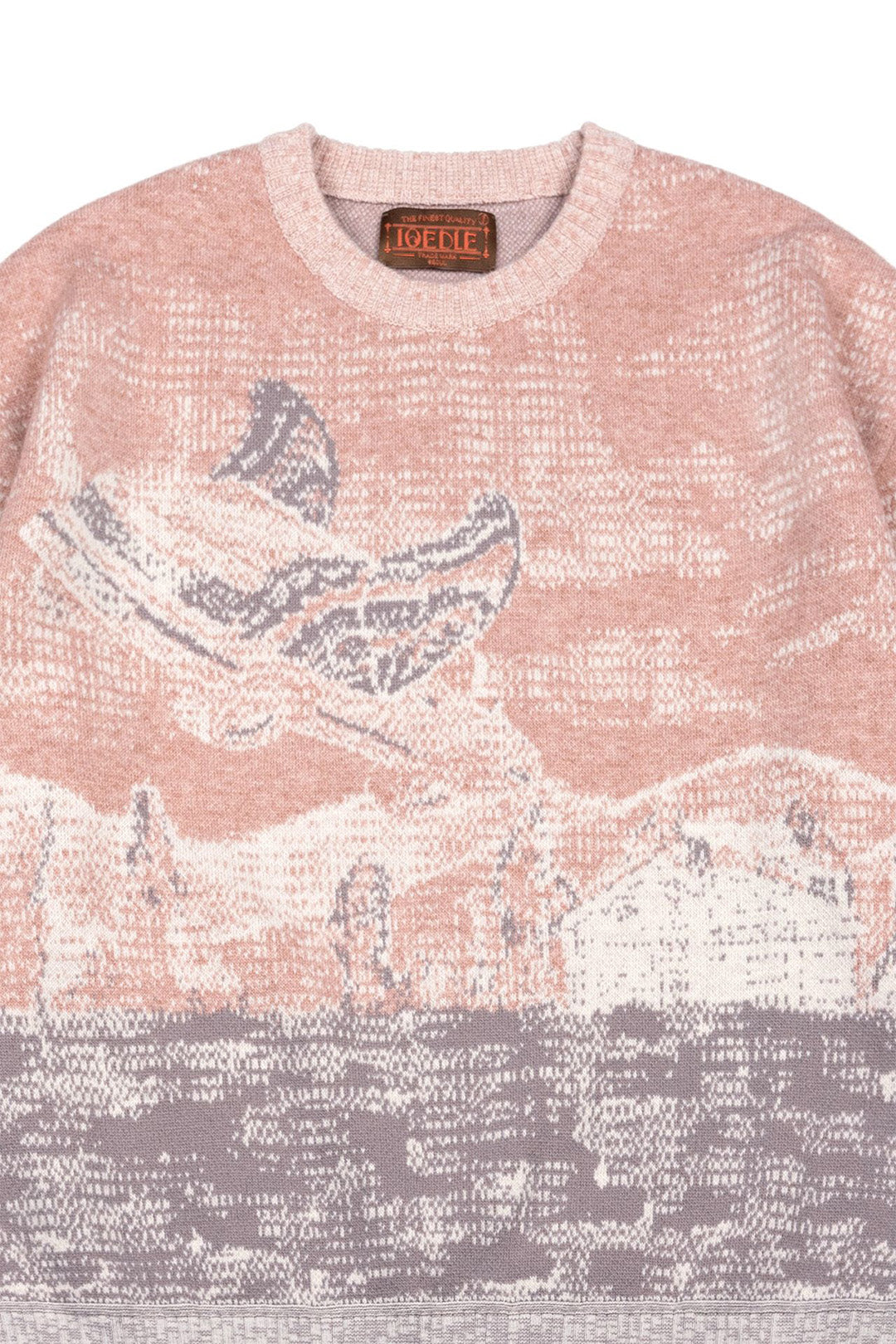 Pink IOEDLE sweatshirt featuring a lighthouse at night design, cozy and stylish apparel for casual wear.