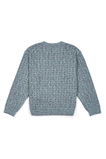 Blue mesh knit sweatshirt by IOEDLE from Beyond The Glass collection, featuring a comfortable, casual fit and stylish design.