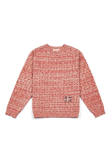 Red mesh knit sweatshirt by IOEDLE featuring a Beyond The Glass design, casual and stylish for everyday wear.