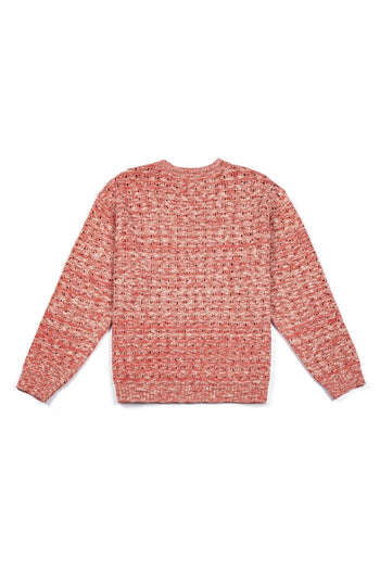 Red mesh knit sweatshirt by IOEDLE, featuring a casual fit and textured fabric, designed for comfortable everyday wear.