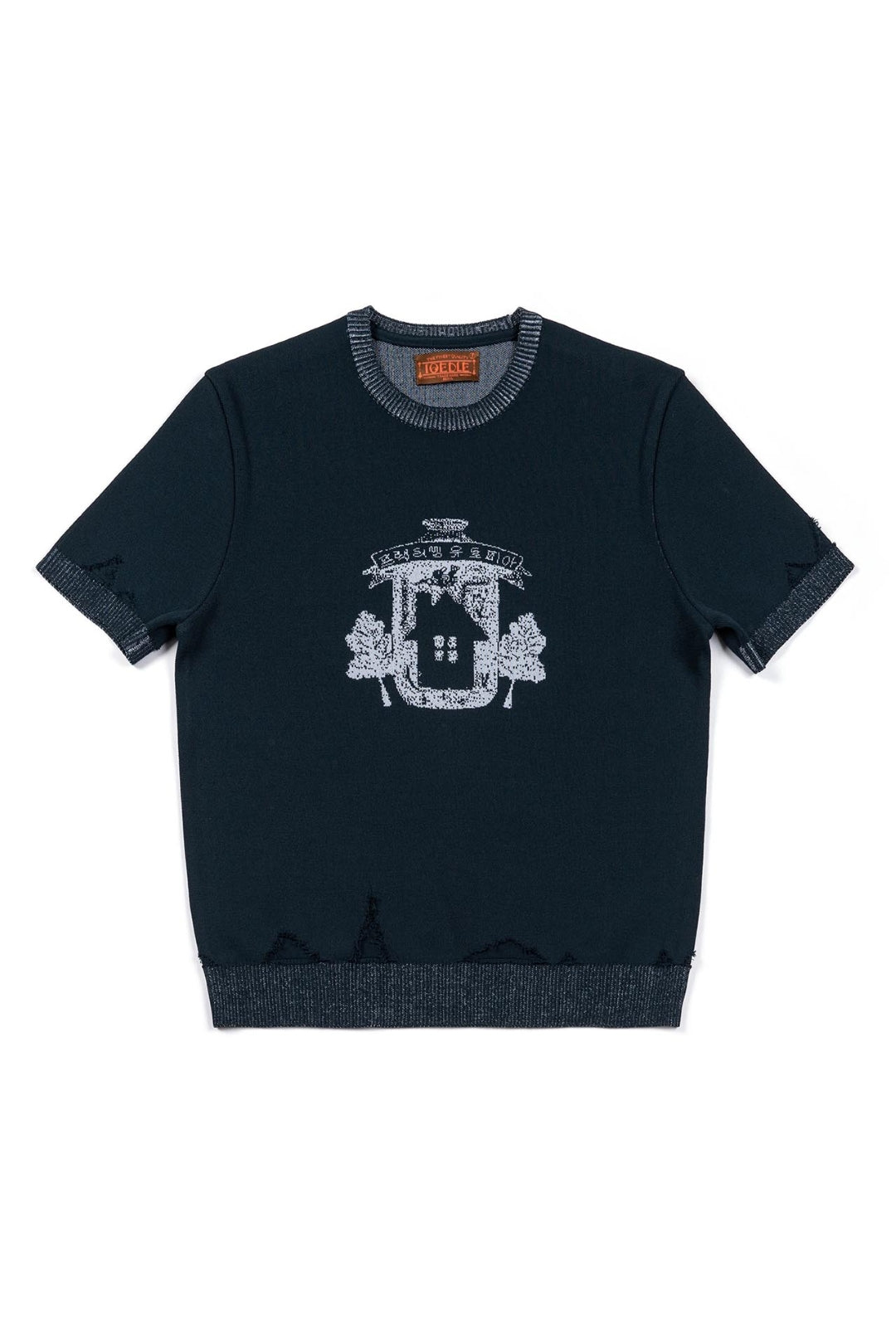 Navy Practical Utopia knitted top by IOEDLE, featuring a cozy, textured knit design and a comfortable fit.