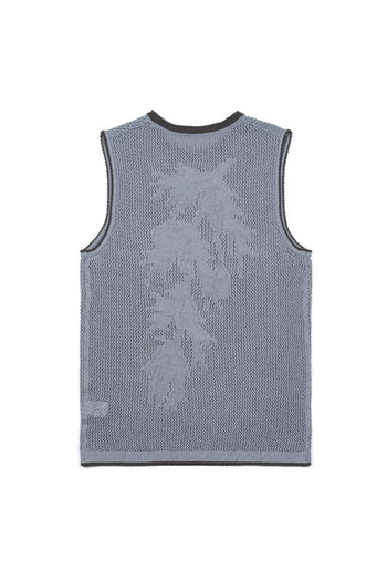Sky blue Berry Entwined Mesh Vest by IOEDLE, a stylish mesh top with intricate berry design, perfect for casual wear.