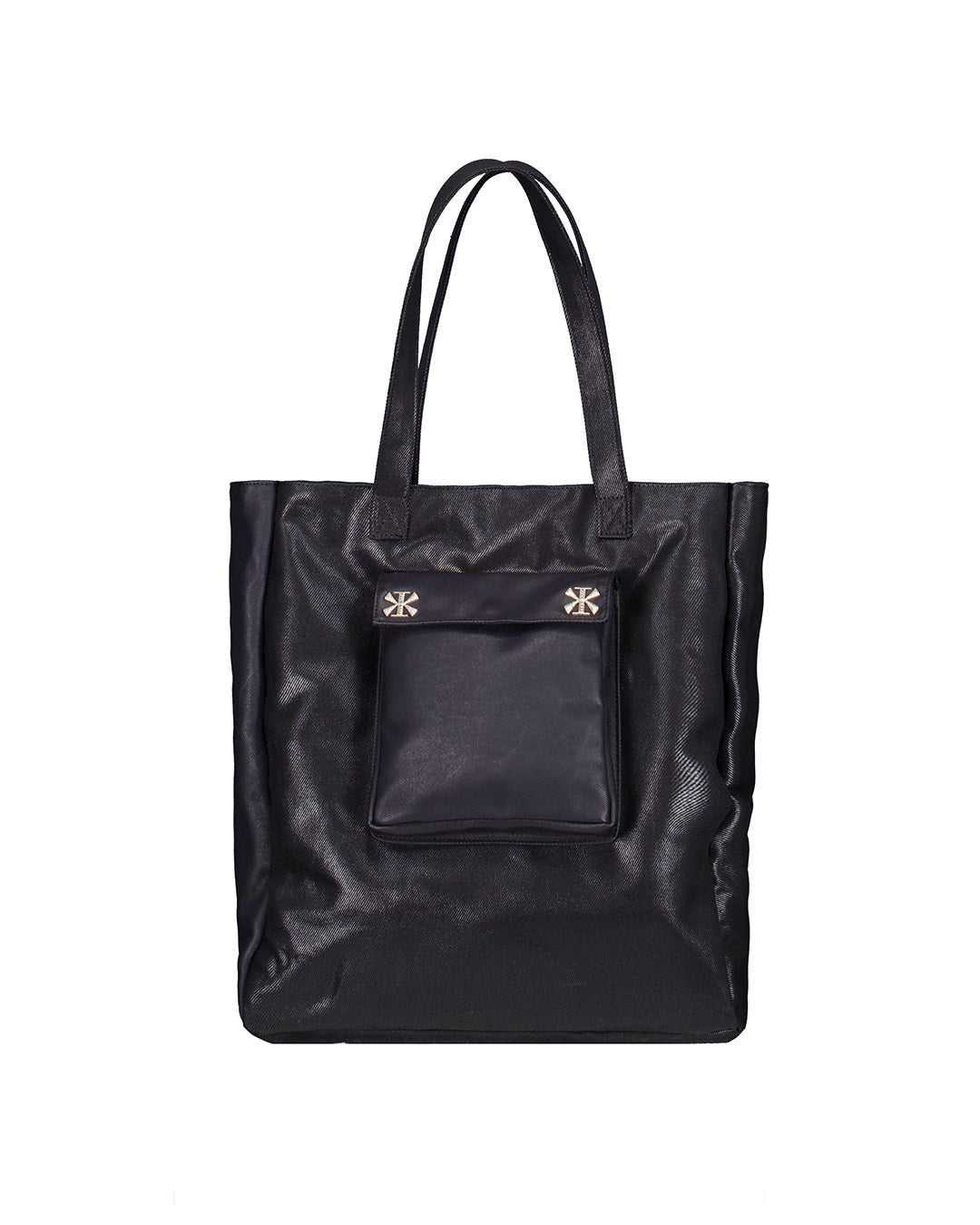 KIMMICK Matte Rain Burnt Tote Bag in smoked black with sturdy handles and spacious interior, stylish and durable bag for everyday use.