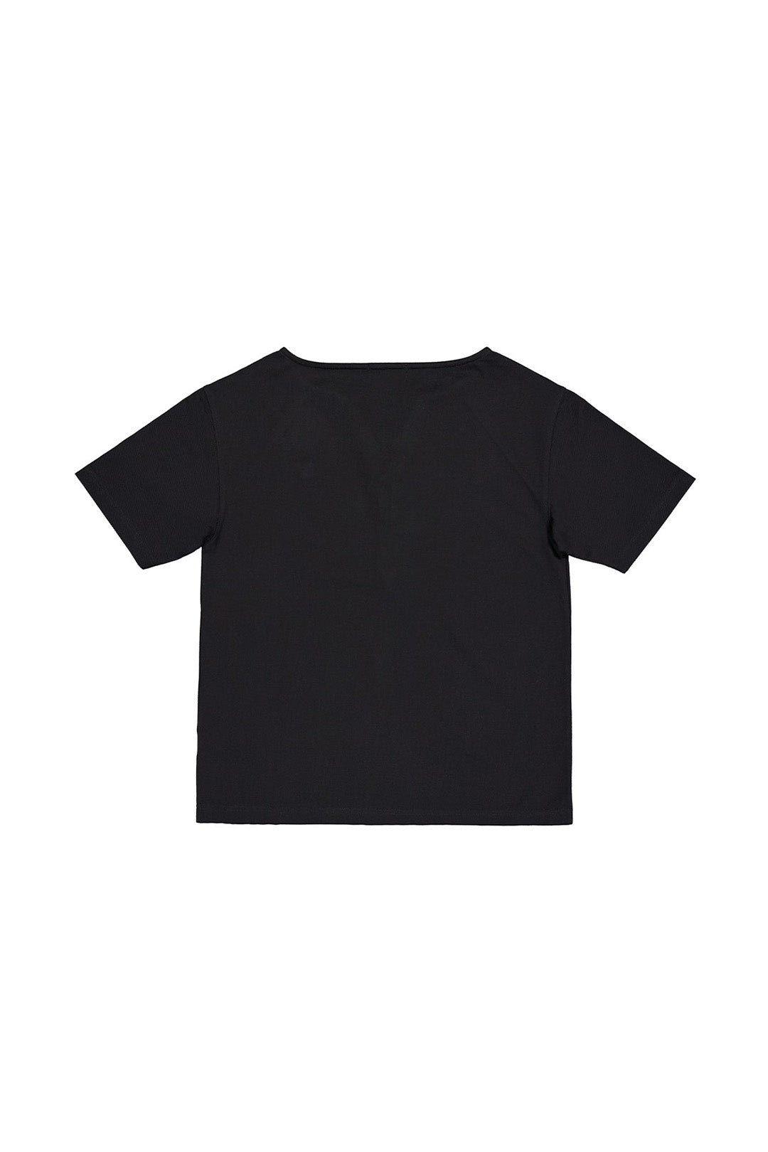 Black KIMMICK Bestowed Chivalry Pique Short Sleeve Top with classic design and textured fabric.