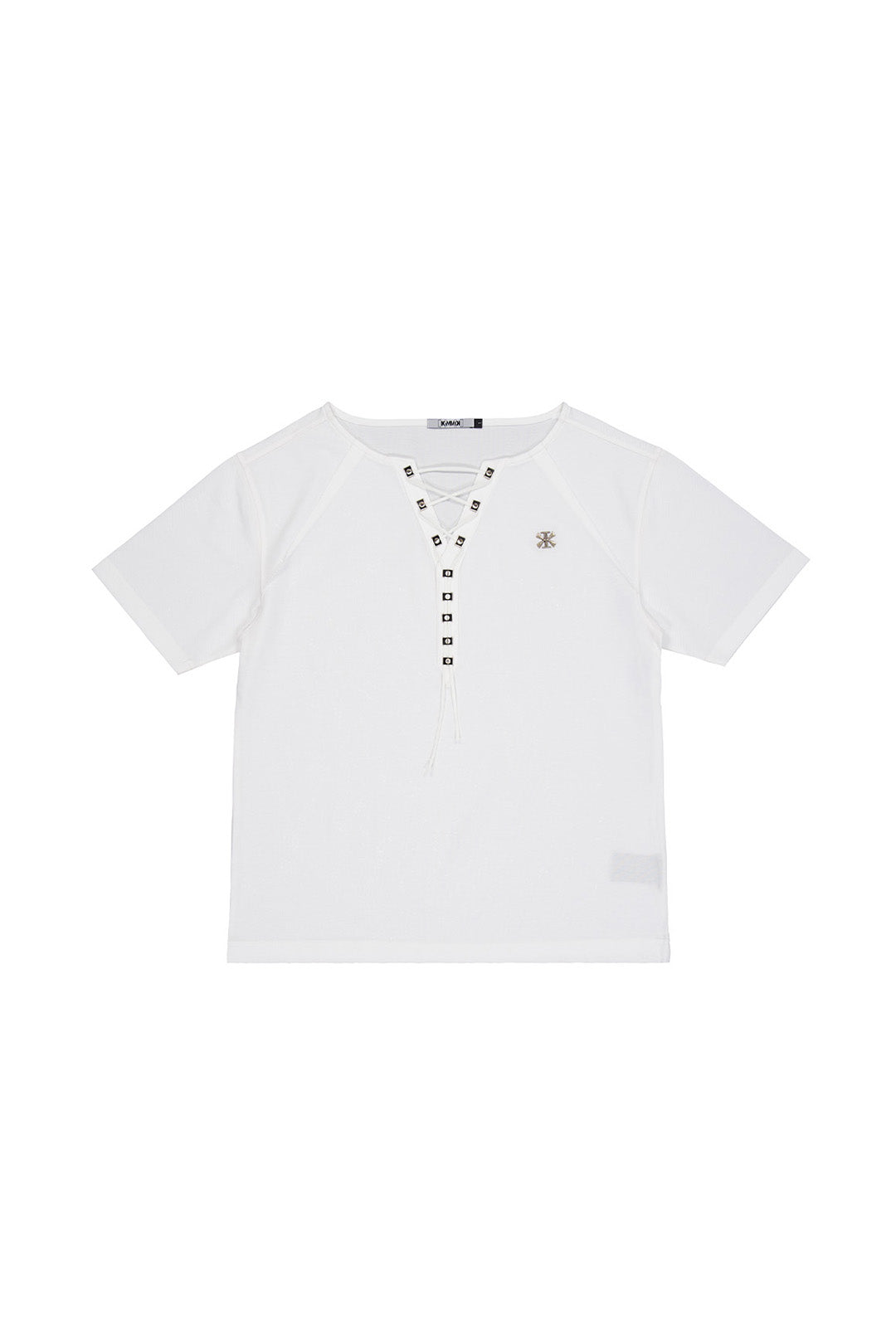 KIMMICK Bestowed Chivalry Pique off-white half sleeve top, stylish and casual, featuring textured pique fabric and a modern fit.