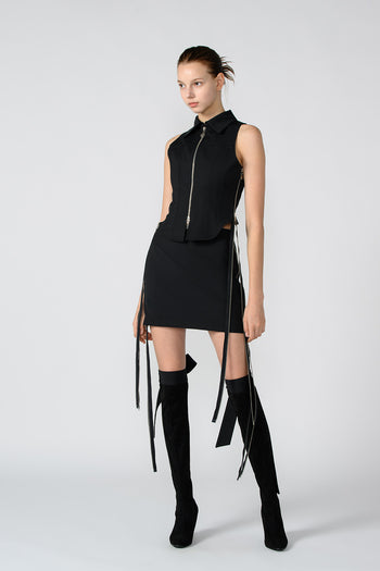 Black wool vest from Lunecave, a stylish sleeveless top with a cozy, textured knit design.