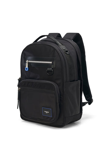 Black MAISONJE Everyday Backpack bag shown on a white background, featuring a sleek, minimalist design and adjustable straps.