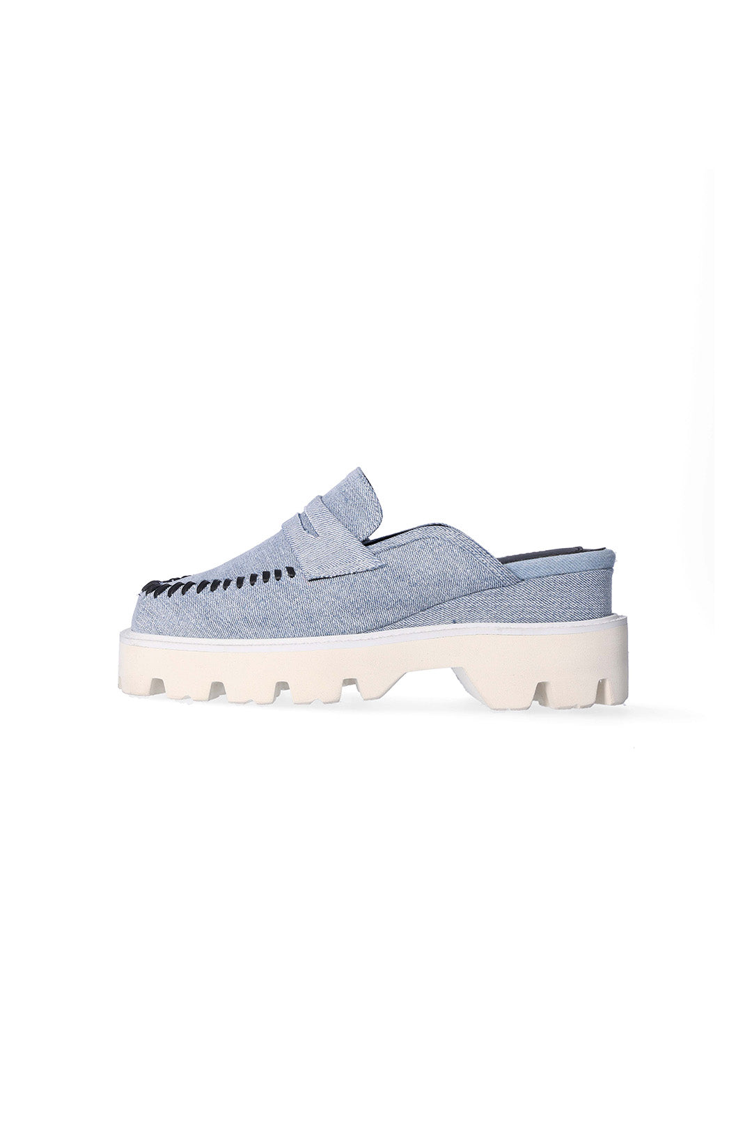 Nuosmiq Puka Platform Denim Bloafers with chunky sole and denim upper, stylish and comfortable footwear for casual wear