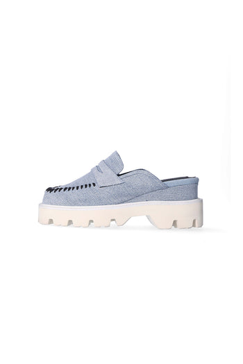 Nuosmiq Puka Platform Denim Bloafers with chunky sole and denim upper, stylish and comfortable footwear for casual wear