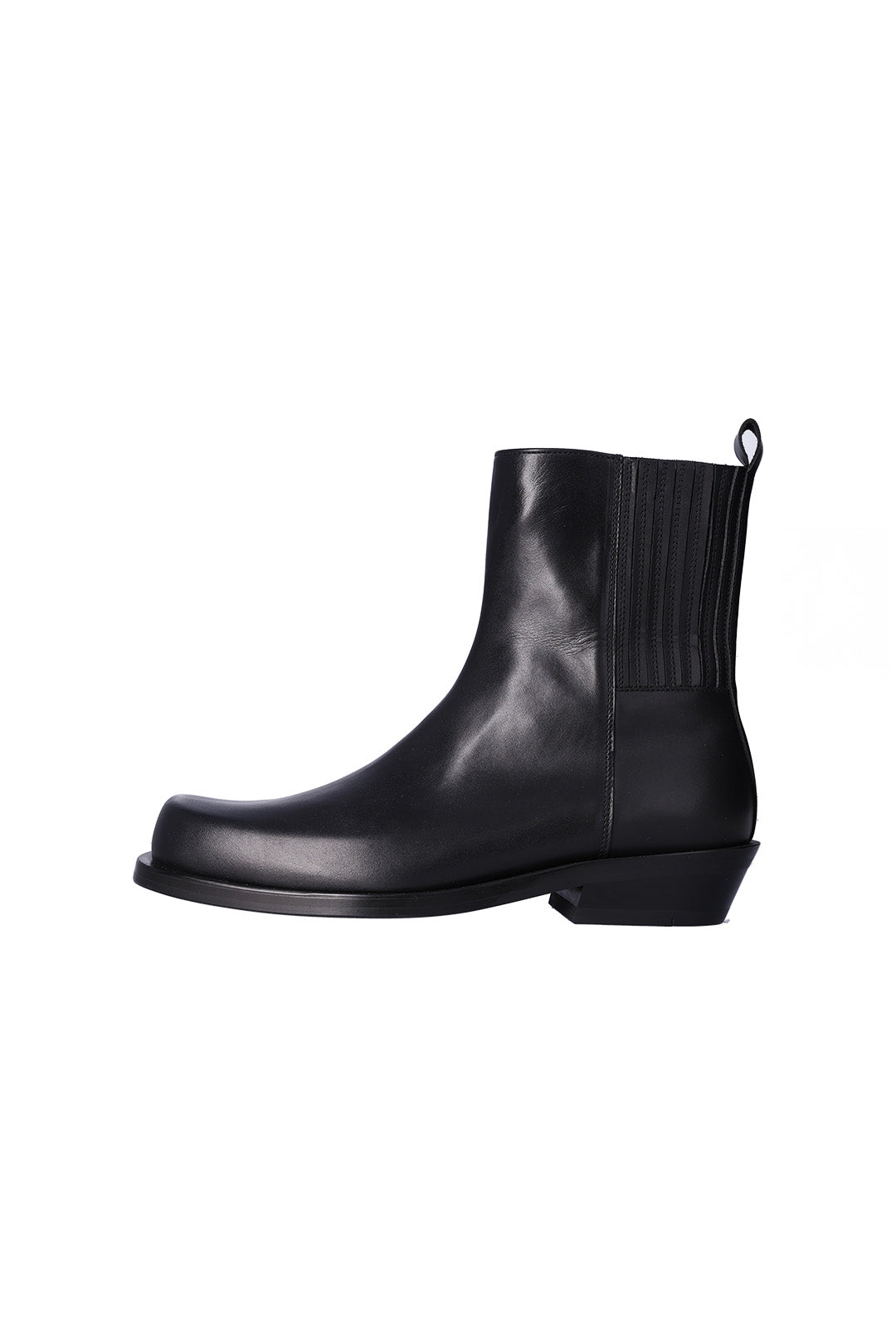 Black Rama Chelsea boots by Nuosmiq featuring sleek leather design and elastic side panels.