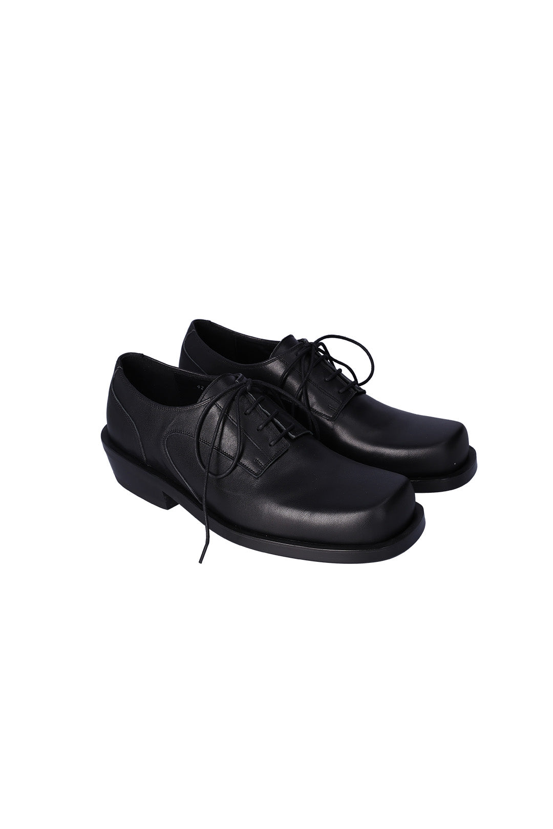 Black Hardy Derby shoes by Nuosmiq featuring classic lace-up design and polished leather finish.
