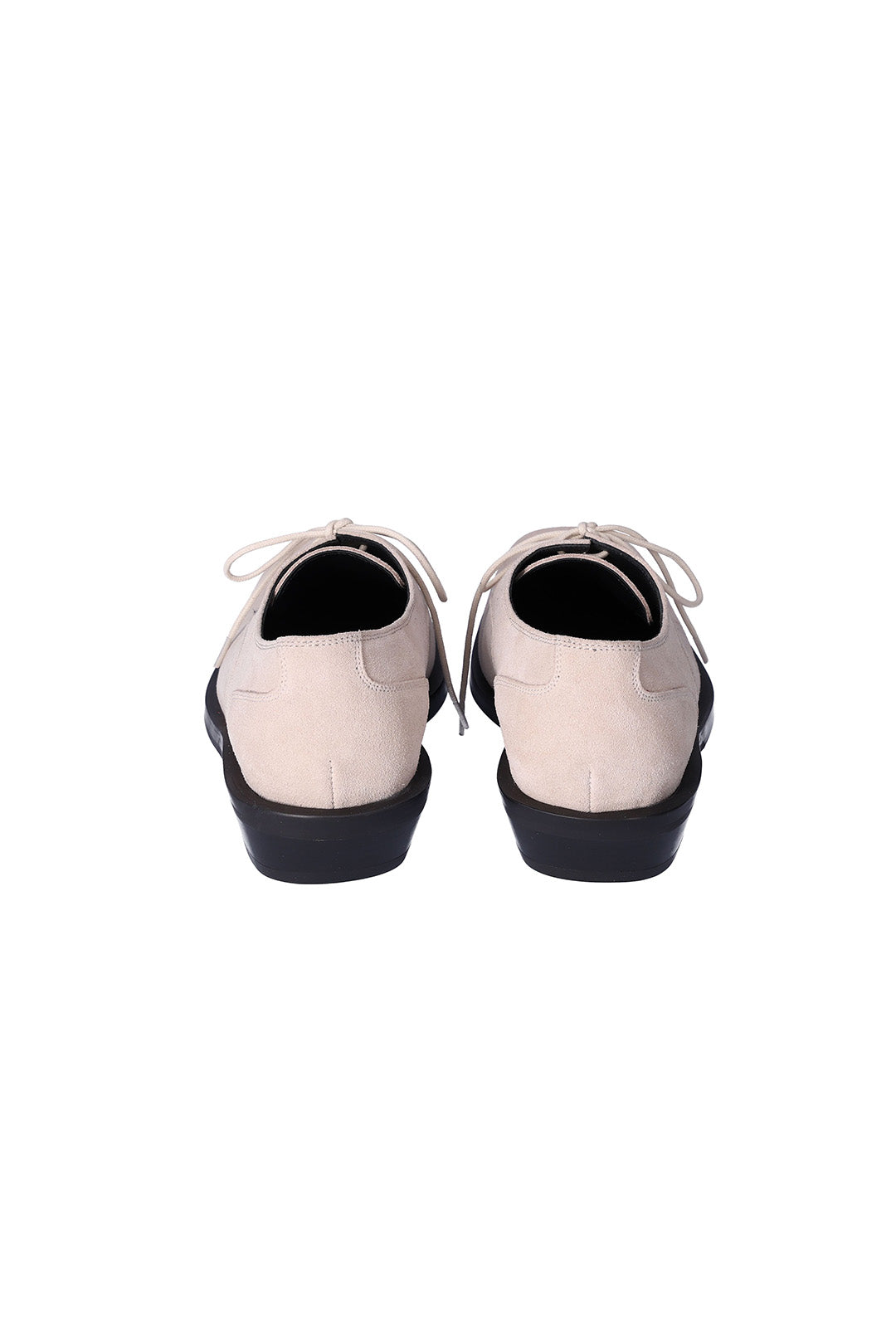 Nuosmiq Hardy Derby shoes in light beige leather, showing their classic design and smooth finish.