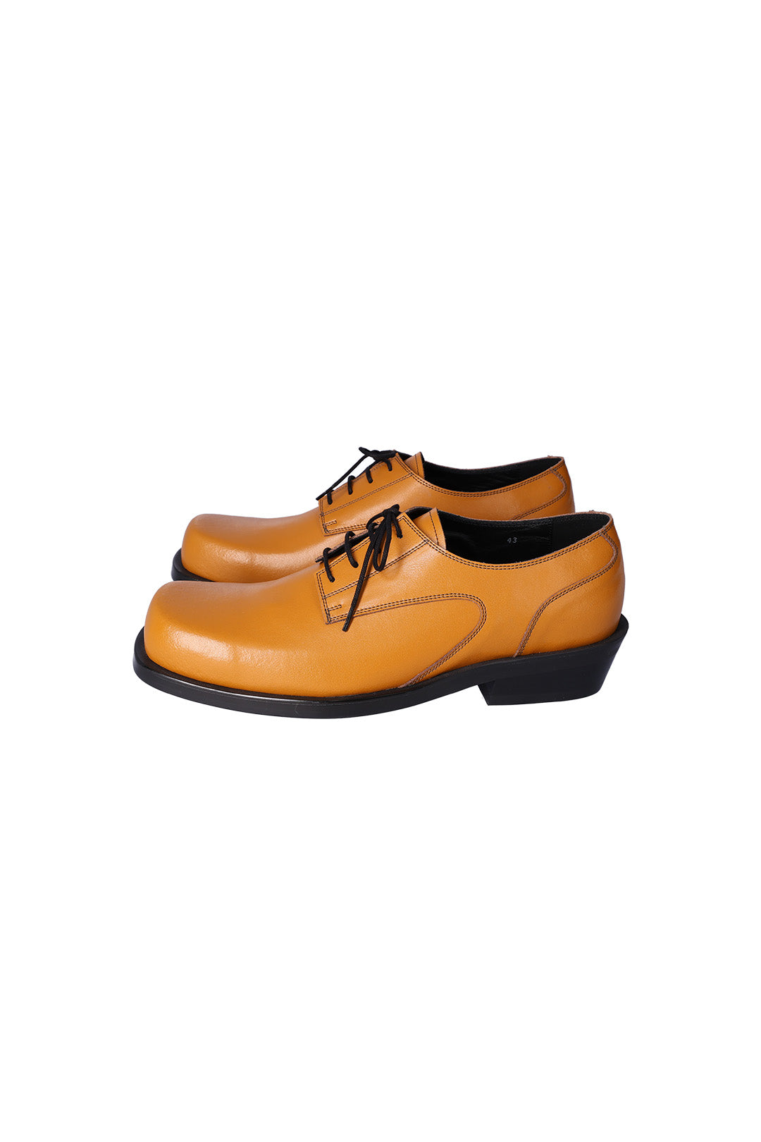 Nuosmiq Hardy Derby Mustard derby shoe with tan leather upper and classic design, shown in side view.