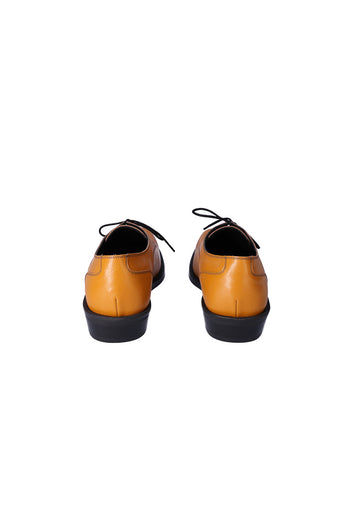 Nuosmiq Hardy Derby Mustard derby shoe with brown leather and classic stitching, stylish and comfortable footwear.